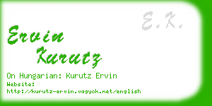 ervin kurutz business card